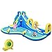 COSTWAY Hüpfburg Wasserrutsche Spielpool Aufblasbare, Wasserspielcenter mit Rutsche, Wasserpark aufblasbar, Planschbecken 478x366x242cm (Hüpfburg mit Gebläse)