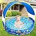 Jojoin Aufblasbares Planschbecken, Sommer Schwimmbad mit Abnehmbarem UV-Schutz Sun Shelter, Kinder Wasserbecken für Garten Strand Draussen